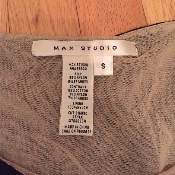 Max Studio Black and Tan chiffon top - Picture 2 of 2