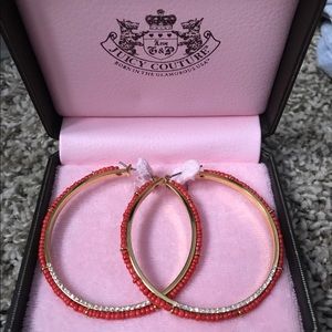Beaded Coral juicy couture hoop