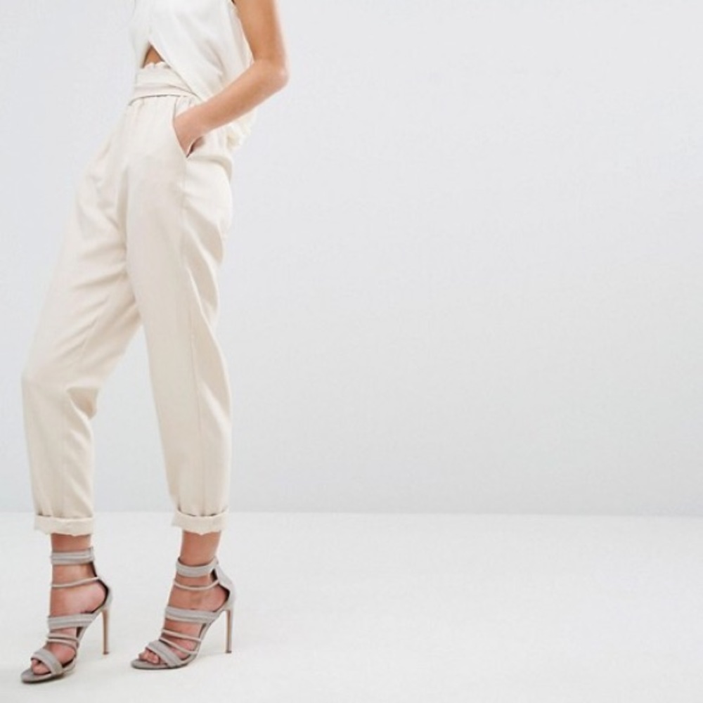 ASOS Paralle Lines Pants With Paper Bag Tie Waist