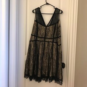 Black lace tan dress