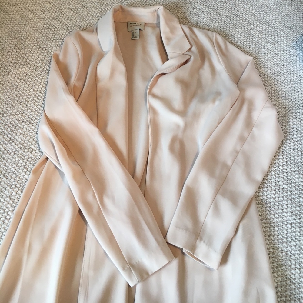 Cream long trench jacket