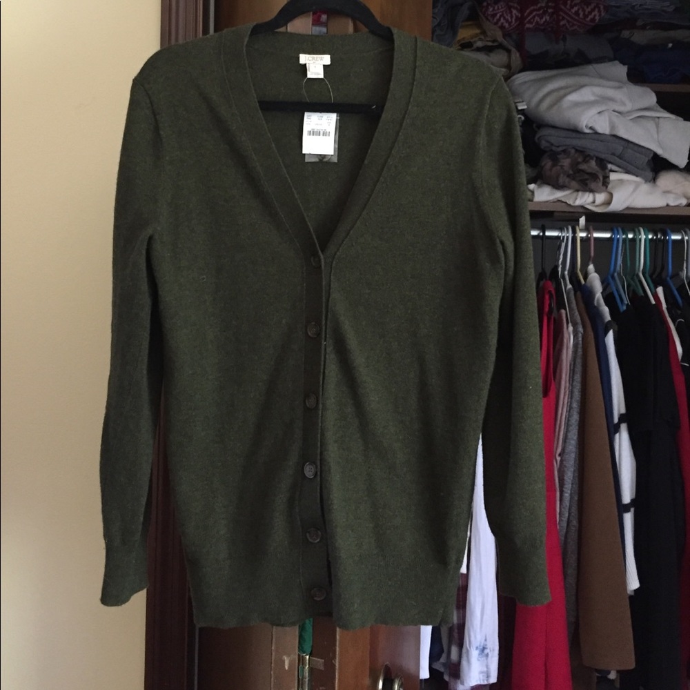J Crew Cardigan (dark green, M)