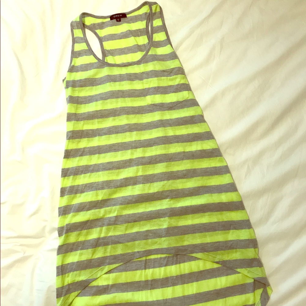 DREW neon green/grey striped beach coverup