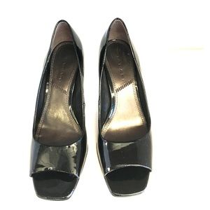 Black patent leather heels