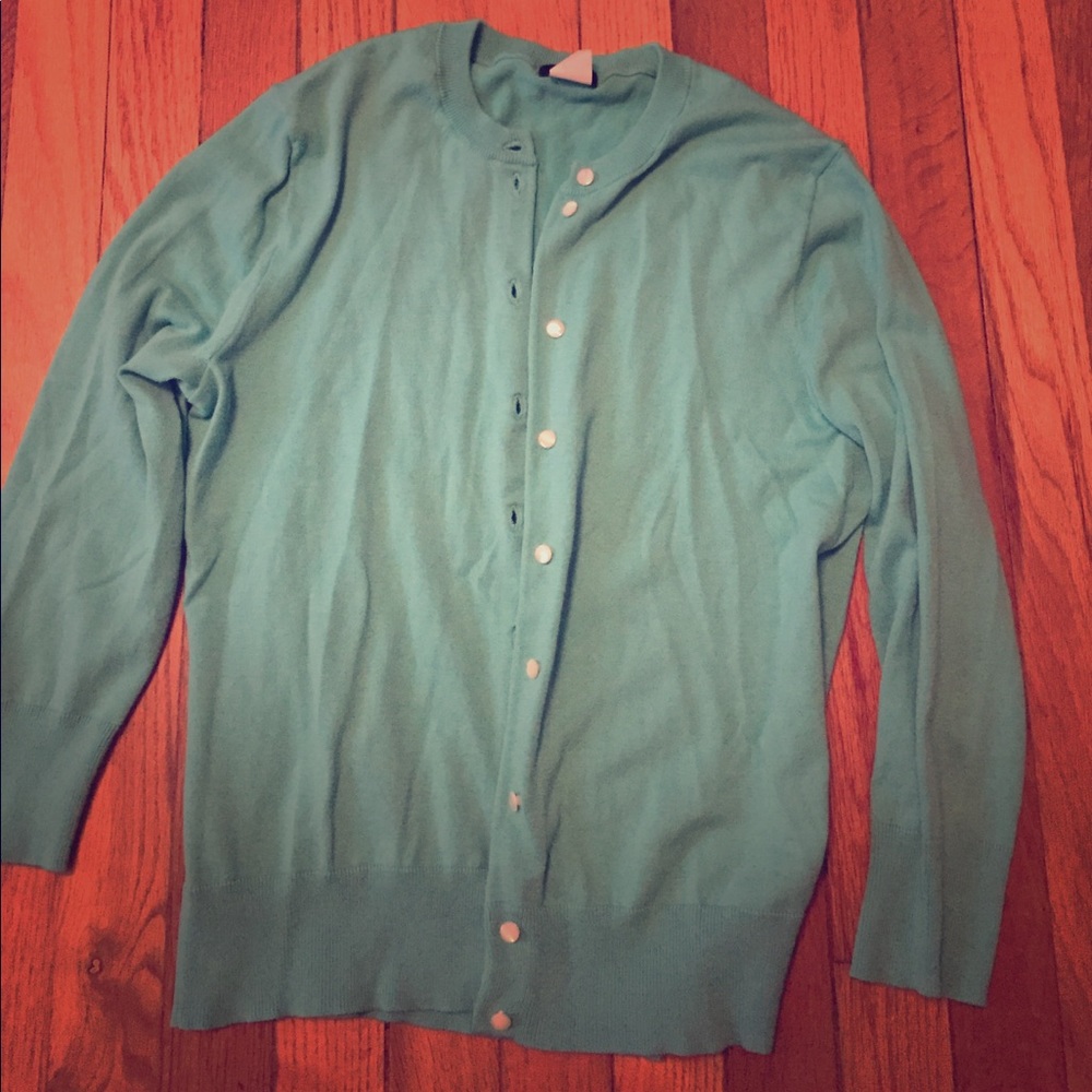 Teal J.Crew cardigan