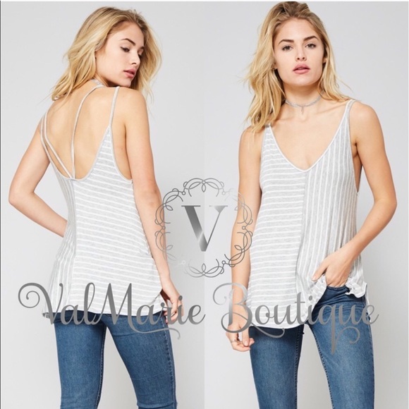 Grey ivory striped top - Picture 2 of 3