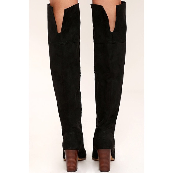 Black Suede Over The Knee Boots - Picture 4 of 4