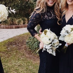 Navy blue lace bridesmaid dress worn 1x