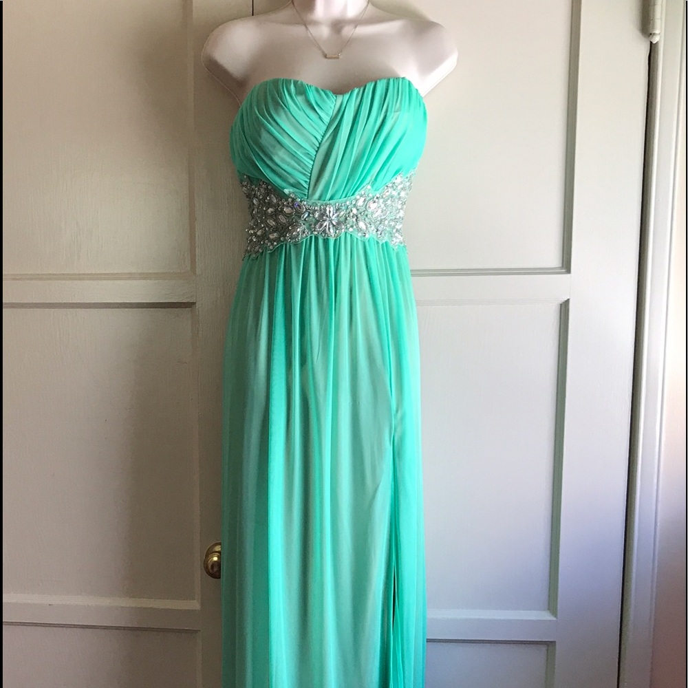 Long strapless floor length dress