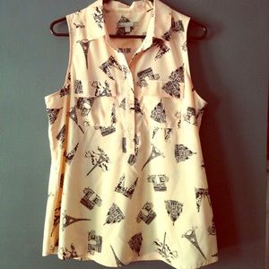 Banana Republic Paris Print Sleeveless Top