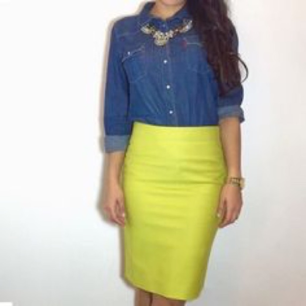 JCrew Lime Green Pencil Skirt