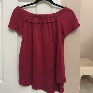 Anthropologie's Bordeaux off the shoulder top