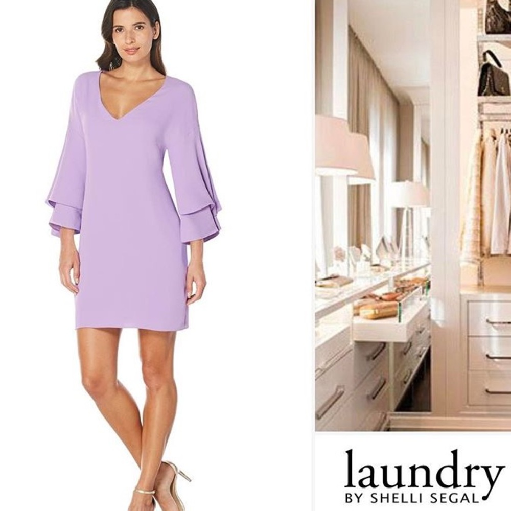 Laundry by Shelli Segal V Neck Lavender Dress Size 4 & 6 - Picture 1 of 8
