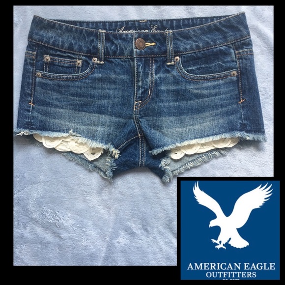 American Eagle Outfitters Pants - NWOT American Eagle Lace Pocket Cut Denim Shorts
