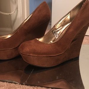 Brown wedge heels