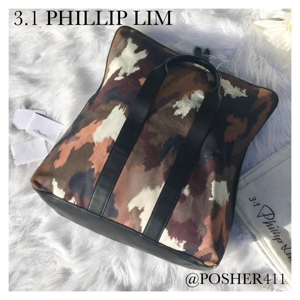 RARE 3.1 PHILLIP LIM CAMO CANVAS & LEATHER BAG - Picture 4 of 8