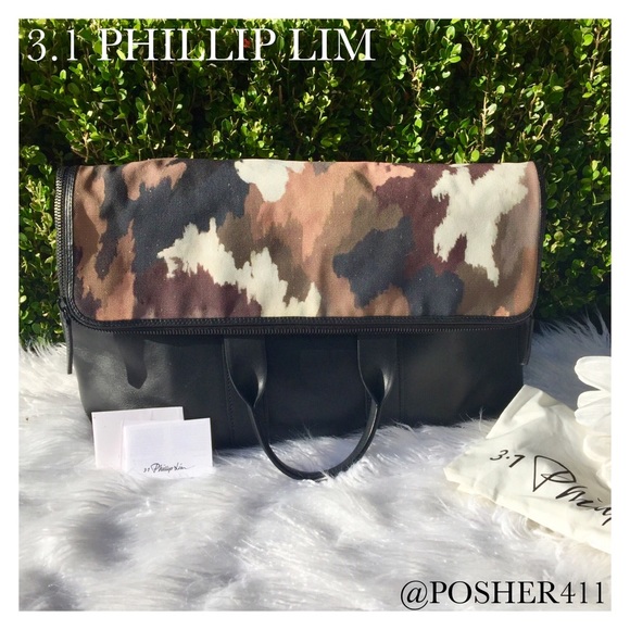RARE 3.1 PHILLIP LIM CAMO CANVAS & LEATHER BAG - Picture 7 of 8
