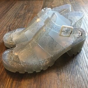 Juju jellies Kyra Size 9 Clear Glitter