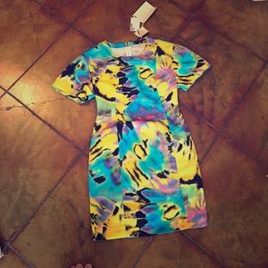 NWT Love Moschino dress in neon tie dye sz8