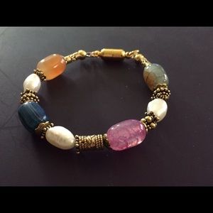 OOAK Dragon Vein Agate Vermeil bracelet