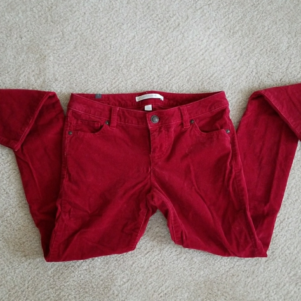 Red skinny corduroy pants