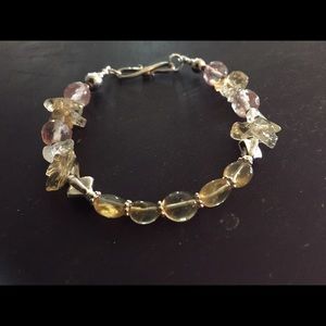 OOAK Citrine and Cherry Quartz bracelet