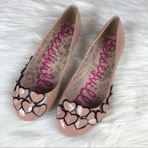 Betsey Johnson Shoes - Betseyville Pink Heart Shinny Flats