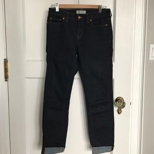 Dark stretchy denim is alleys straight