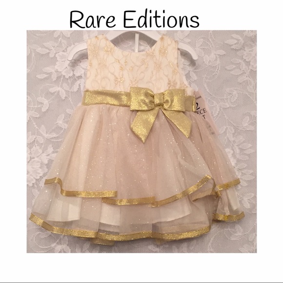 Rare Editions Other - RARE EDITIONS DRESS-CREAMY & GOLD GLITTER!