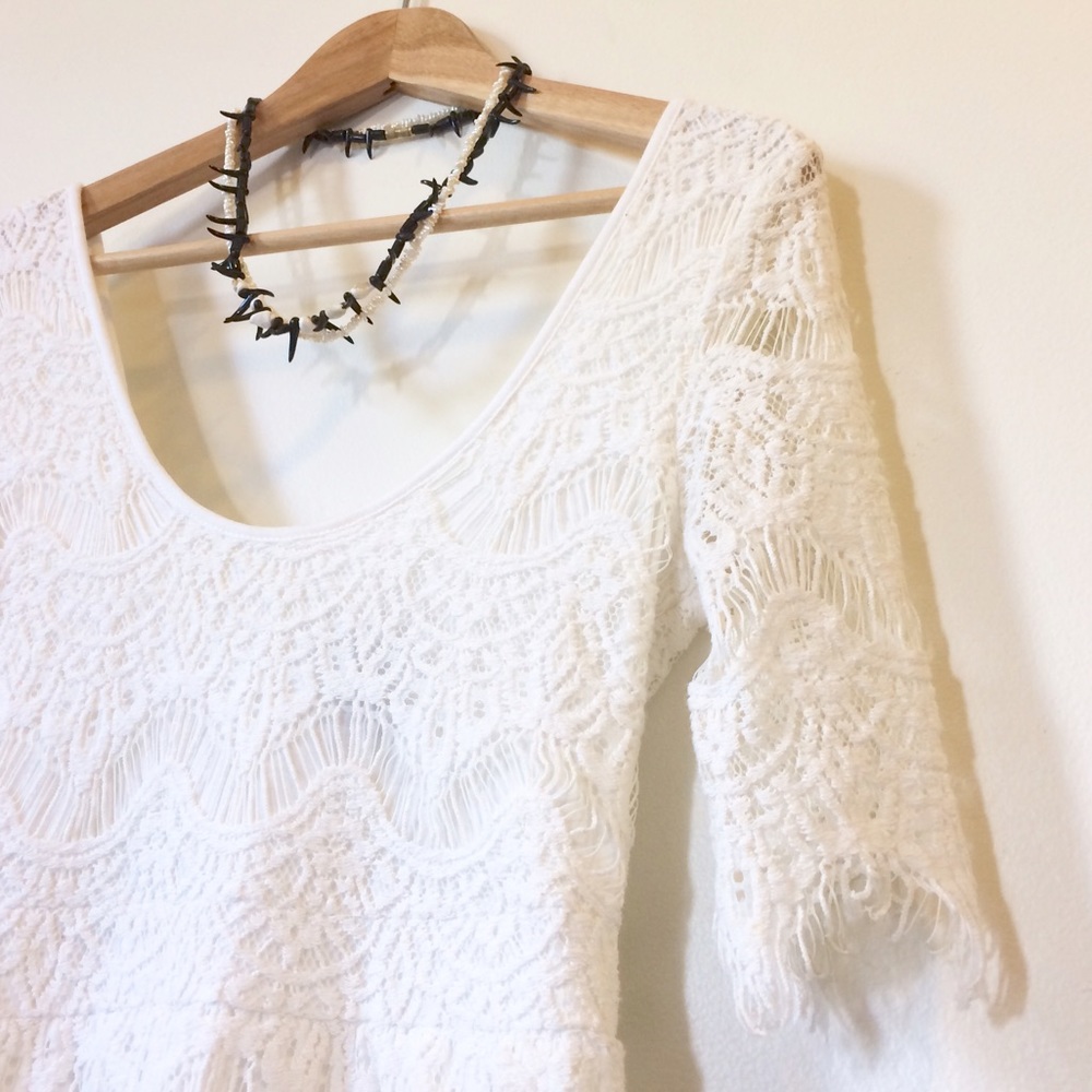 WET SEAL Ivory Lace Scoop Back Dress - Picture 2 of 6