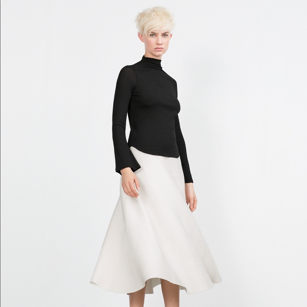 Zara Textured Bell Sleeve Top