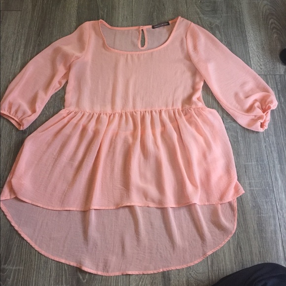 Flowy Hi-Lo Top Blouse Sheer Tunic - Picture 2 of 5