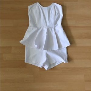 White peplum romper