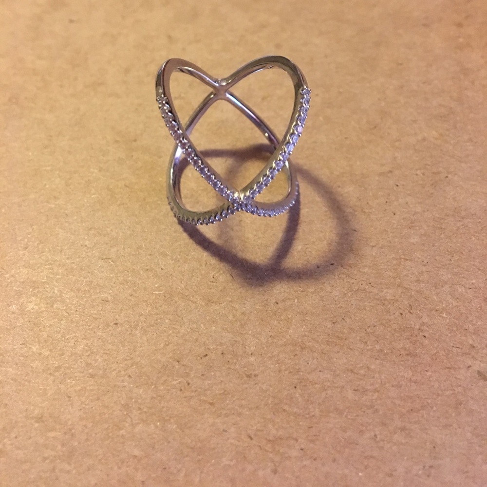 Diamonique Sterling Silver X ring