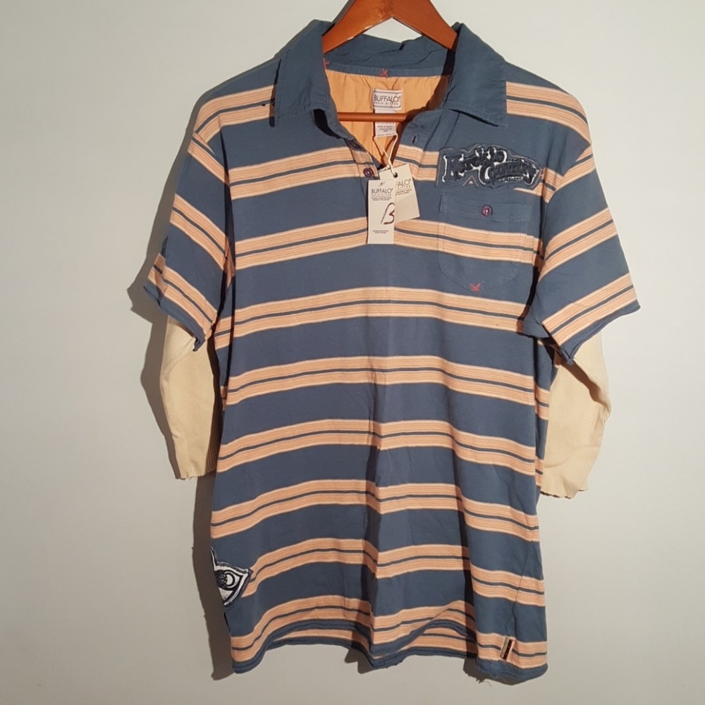 NWT Buffalo striped 2in1 shirt, 100% cotton!