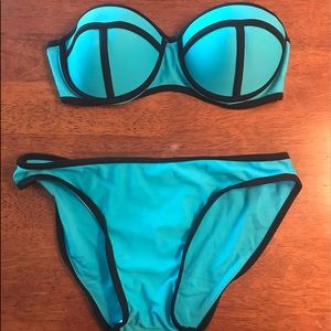 Blue and black triangle swim suit
