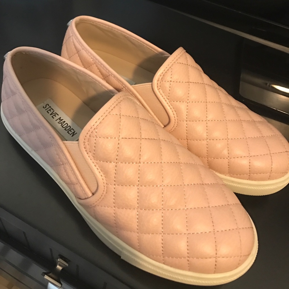 Steve Madden Pink Leather Quilted Slip-on Sneaker