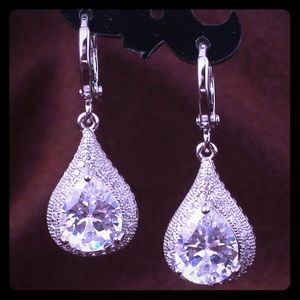 Brand New White Clear Zircon Drop/ Dangle Earrings