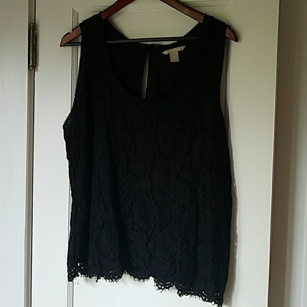 Black lace overlay sleeveless top