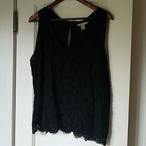 Black lace overlay sleeveless top