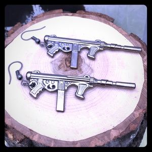 Gunmetal Gun Earrings