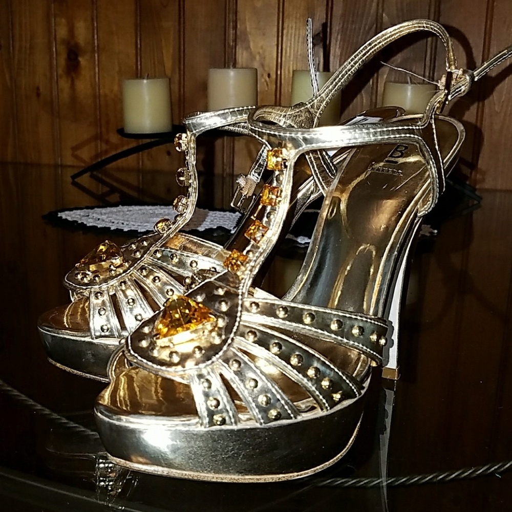 Bakers gold rhinestone heels