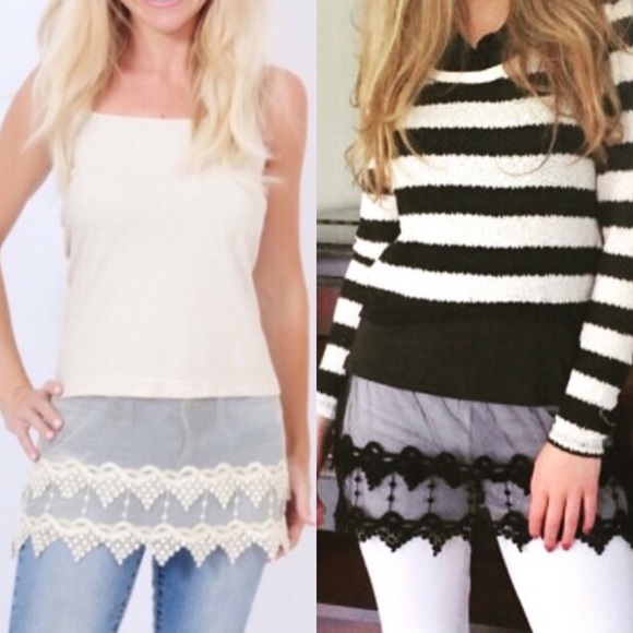 boutique Tops - 2 Lace Cami Top Extenders Black Cream 2X XXL New boutique Tops - 2 Lace Cami Top Extenders Black Cream 2X XXL New