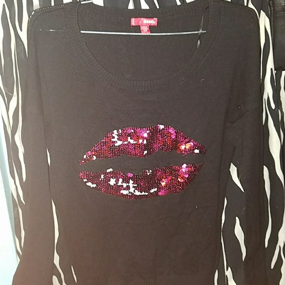 Cutest red glittery lip sweater