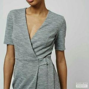 Topshop Gray Belted Mini Wrap Dress Size US 2