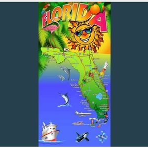 Florida Map Beach Towel