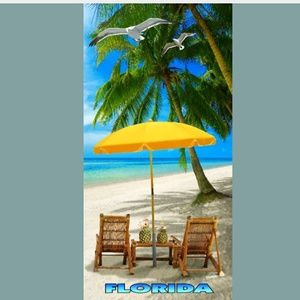 Florida Palms Island Vacation Beach Towel