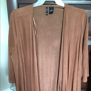 Brown suede fringe kimono!
