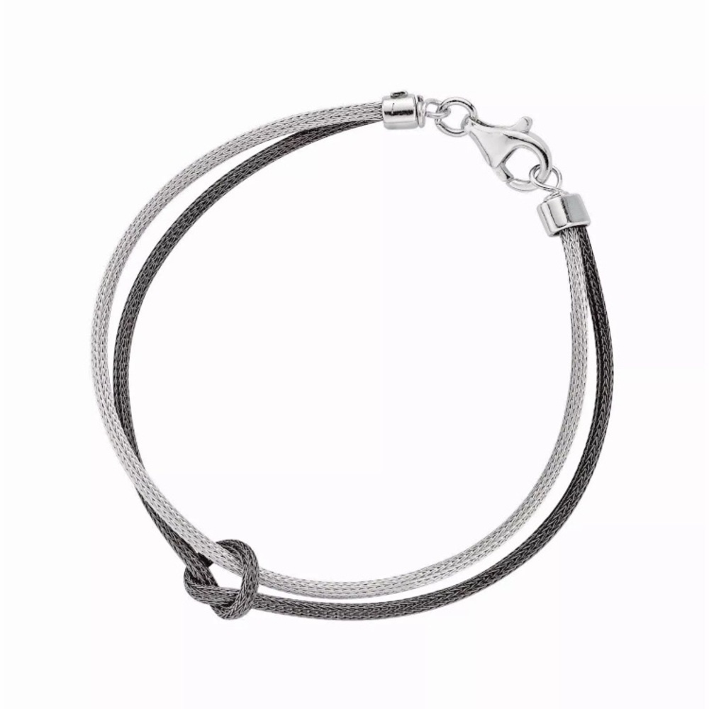 Two-Tone Sterling Silver Bangle Bracelet