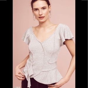 Anthropologie Terry Ruffled Peplum Top by Deletta